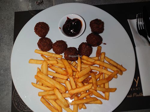 Meatballs with bbq sauce  at Mystilli Roof Garden in Rhodes