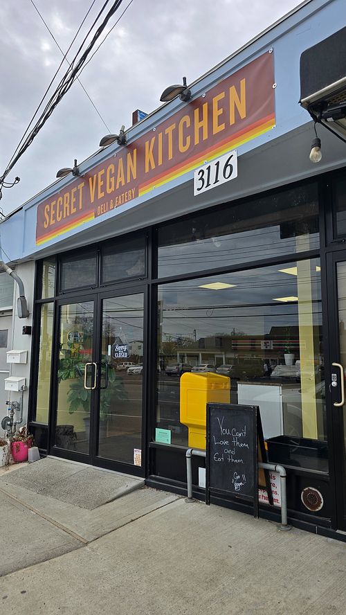 Outside at Secret Vegan Kitchen in New York City