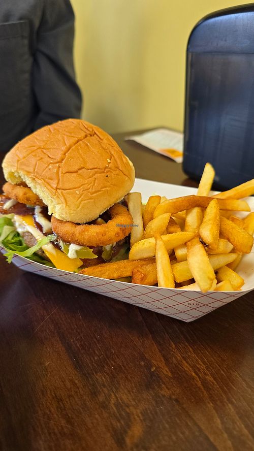 Onion burger at Secret Vegan Kitchen in New York City