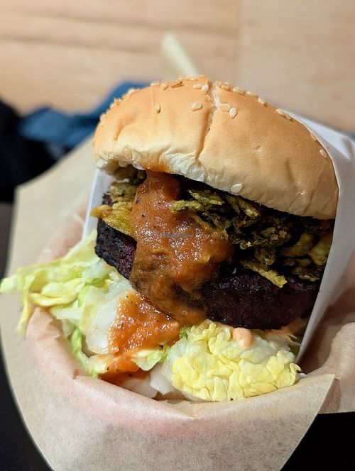 Firehouse burger at Juicy J's Smoked Burgers in Poulsbo