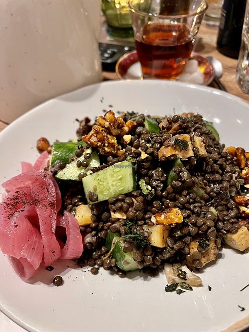 smoked endive & lentil salad made 🌱   at Delbar Middle Eastern in Atlanta