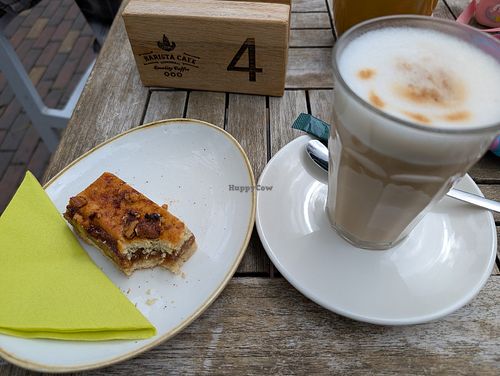 Vegan Walnut Bar and Oatmilk Coffee at Barista Cafe in Veenendaal
