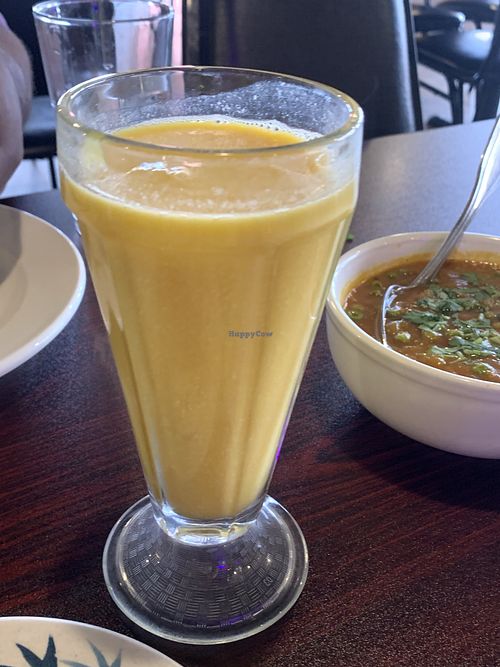 Vegan mango lassi at Taste of India in Buttonwillow