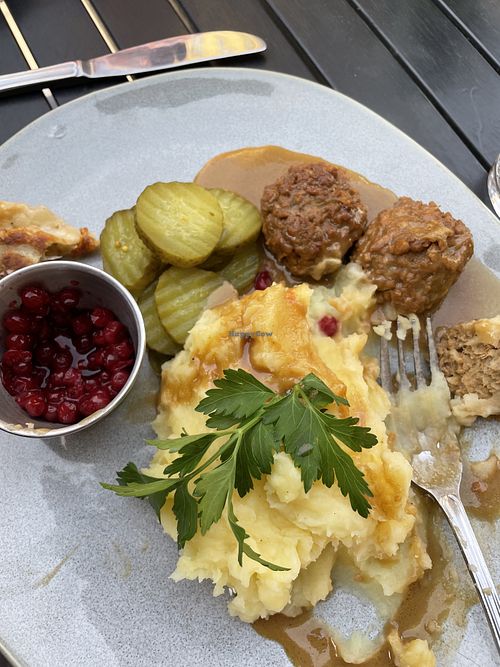 Vegeball plate with mashed potatoes   at  Verte in Stockholm