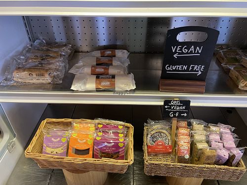 Clearly labelled vegan section   at Antlers Cafe in Kingussie
