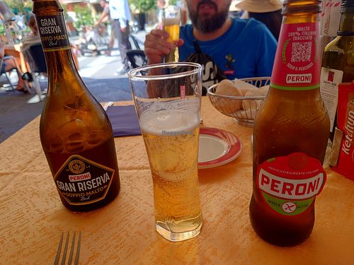 Beer Peroni Reserva and Peroni gluten free 😊 at Fauno Bar in Sorrento