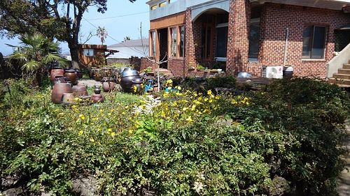 outside the dining area at Mulmaegol in Jeju