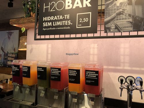 Flavored water station  at Honest Greens in Porto