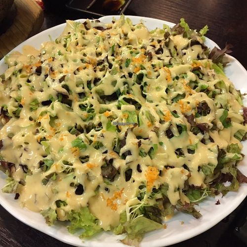 Okonomiyaki (baked wheat cake) at Ying Vegetarian in Kowloon