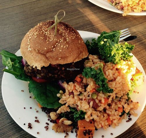 Burger and falafel  at Veggie Mama in Mount Lawley