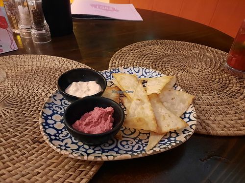 Appetizer (I don't know wheter the cream next to the hummus is vegan too) at Loca Luna - Maybe closed in Fethiye