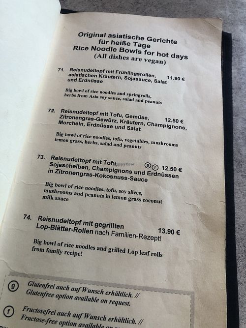 rice noodles bowls menu at Samadhi in Berlin