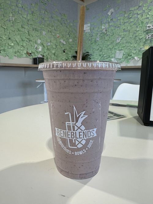 Chocolate covered strawberries smoothie (seasonal option) with vanilla protein added  at BeneBlends in Madison