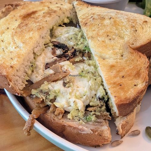 Inside the steak and cheese sandwich at Te Quiero Verde in Puerto Vallarta