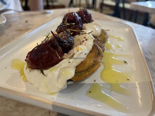 Eggplant milanese with grapes and cashew cream cheese  at Boca Bistro in Lisbon