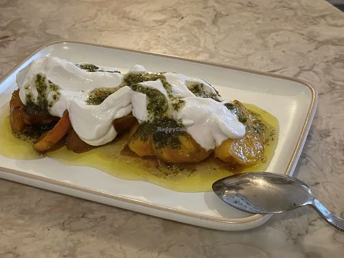 Peaches with cream   at Boca Bistro in Lisbon