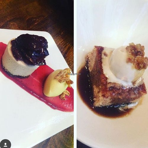 figgy cheesecake & spicy toffee pudding with cedar ice cream at Vedge in Philadelphia