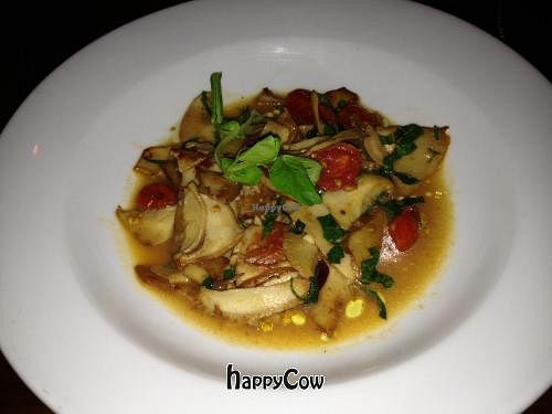 nedrodini mushrooms as ' fazzoletti ' with oven raosted cherry tomatoes and basil at Vedge in Philadelphia