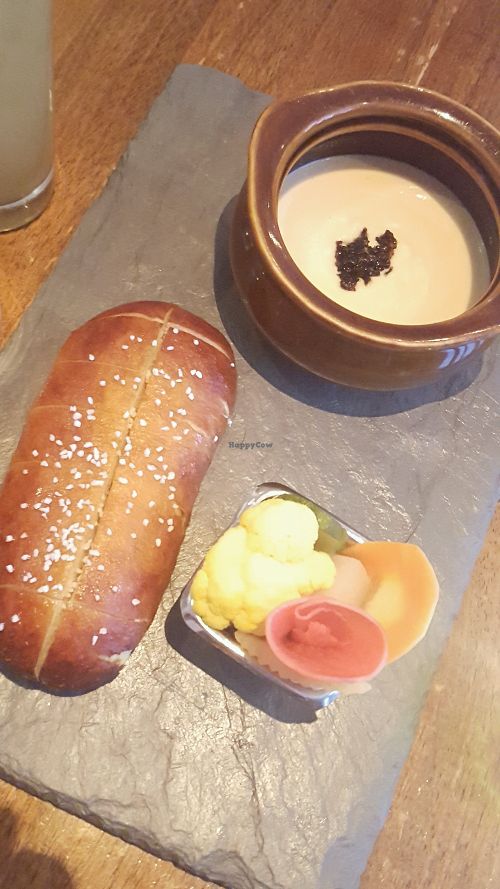 today's pretzel, yesterday's pickle and fondue cheese at Vedge in Philadelphia