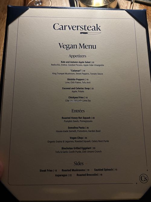 November 2025 Menu  at Carversteak in Las Vegas
