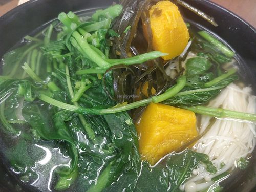 Yong tau foo soup with pumpkin, mushroom and spinach at Vegetarian Villas 素雅轩 in West Singapore