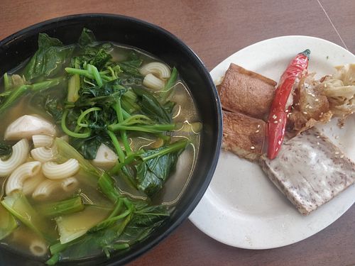 Macaroni with Tom Yum soup. at Vegetarian Villas 素雅轩 in West Singapore