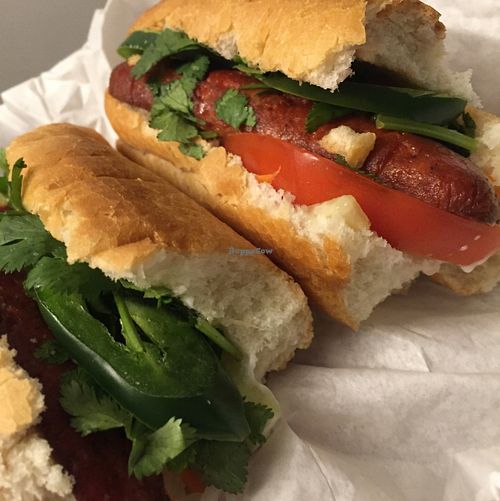 vegan sausage banh mi  at Mint & Basil - Vietnam Town in San Jose