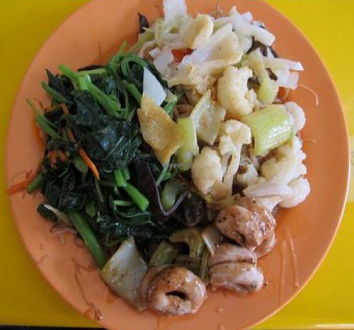 Plate of food at Bishan Vegetarian 碧山素食 in Central Singapore