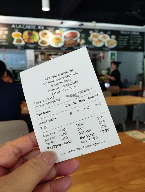 Prata takeaway  at Zi Zai Vegetarian 自在齋 - Yishun in North Singapore