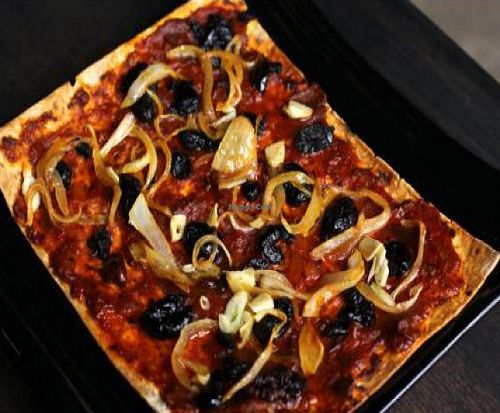 Vegan Mongolian Fire Pizza at Boheme Cafe and Bar in Houston