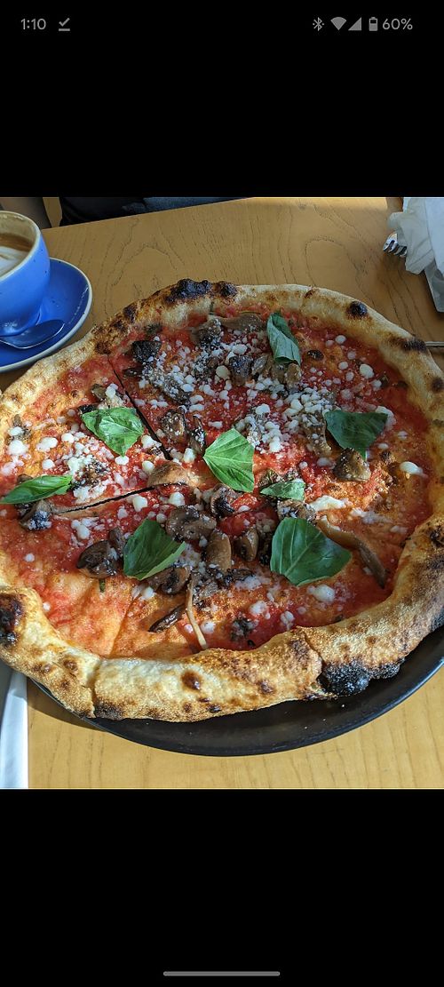 Pizza with vegan cheese (not on the menu, customized) at Jones the Grocer - The Palm in Dubai
