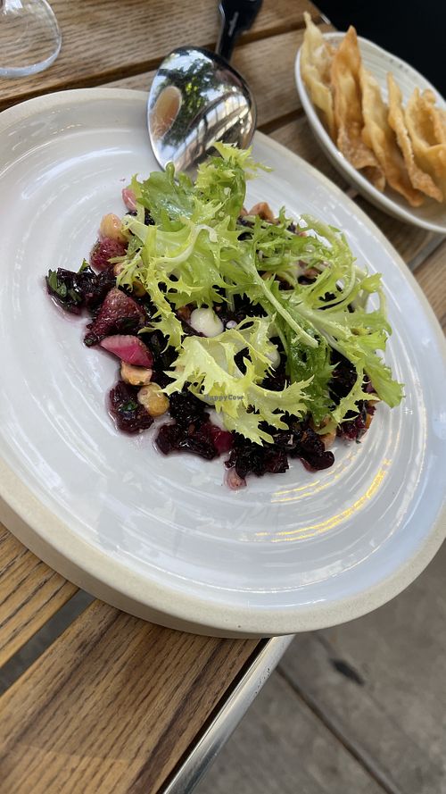 Roasted and dehydrated beets, hazel nuts and pickled strawberries   at Folke in Vancouver
