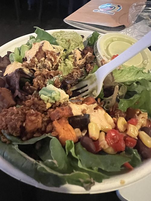 Walnut taco meet salad with add on of tofuu  at BARE Blends in Latham