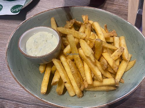 Plain fries with delicious dille sauce   at Mr. Vegan Foodbar in Apeldoorn