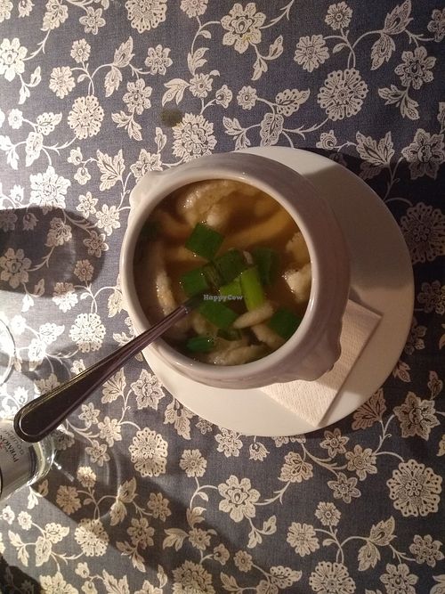 Veganized soup with pancake slices at Pfannekuchen in Hameln