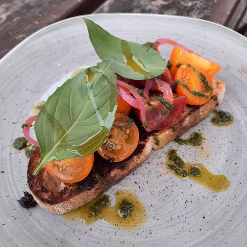 Isle of Wight tomato bruschetta  at The Castle Inn in Wareham