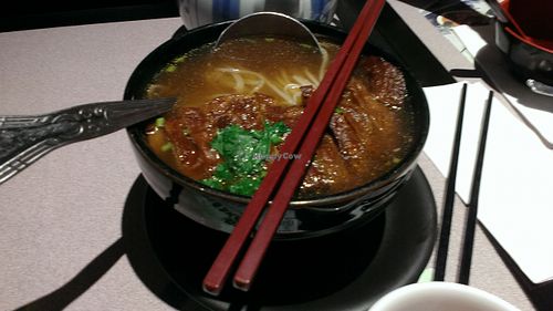 Veggie duck soup noodle! I highly recommend it, it is absolutely delicious!! at Tenon Vegetarian Cuisine in Markham