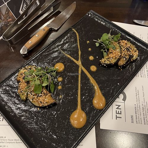 miso glazed eggplant starter (delicious!)  at TEN 3 in Albuquerque