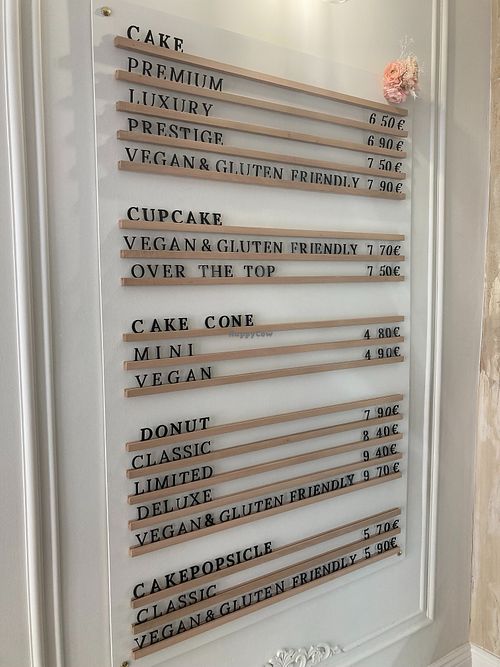 price list at Emazing Cake Shop in Ljubljana