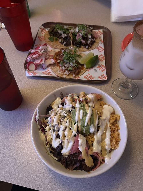 All 3 vegan tacos and a vegan adobo bowl!  at Loco Pez - Graduate Hospital in Philadelphia