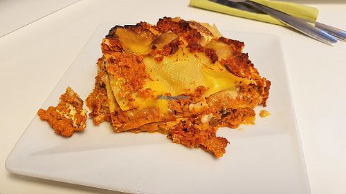Lasagna at Vegan Folie's in Paris