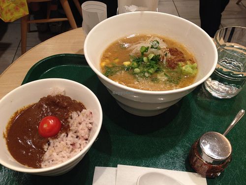 Miso ramen with smile curry side dish at T's Tantan - Tokyo JR Station in Tokyo
