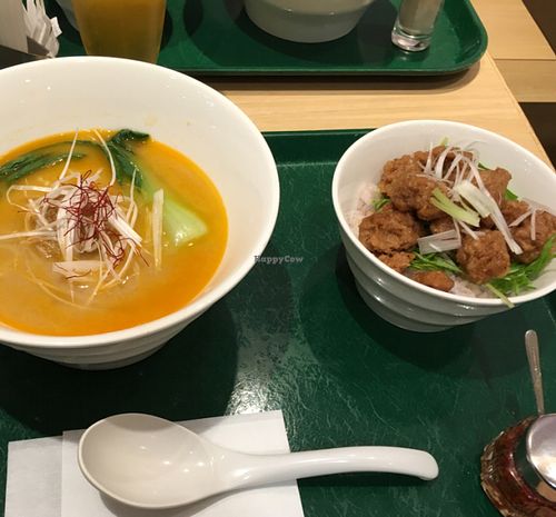 T's Ramen and bowl with soy meat at T's Tantan - Tokyo JR Station in Tokyo