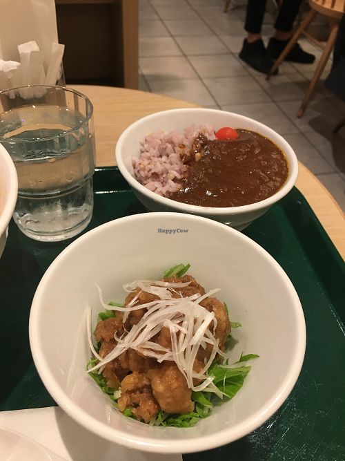 Curry and fried soy at T's Tantan - Tokyo JR Station in Tokyo