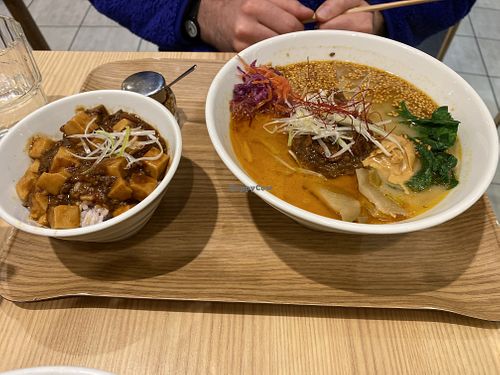 Golden sesame ramen with mapo tofu at T's Tantan - Tokyo JR Station in Tokyo