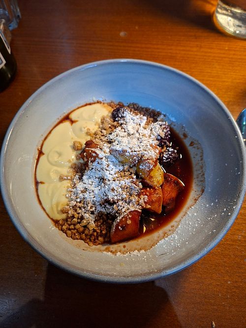 Apple & blackberry crumble at The House Restaurant in Howth