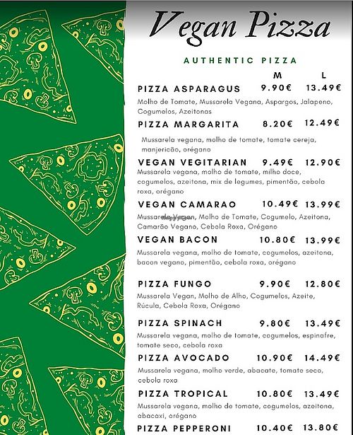 Pizza menu at Poke & Pizza House in Lisbon
