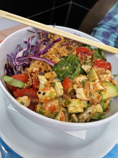 Vegan shrimp poke bowl   at Poke & Pizza House in Lisbon