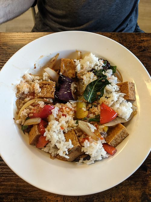 Spicy Eggplant with rice we mixed in at Davan Thai Cuisine in Stayton