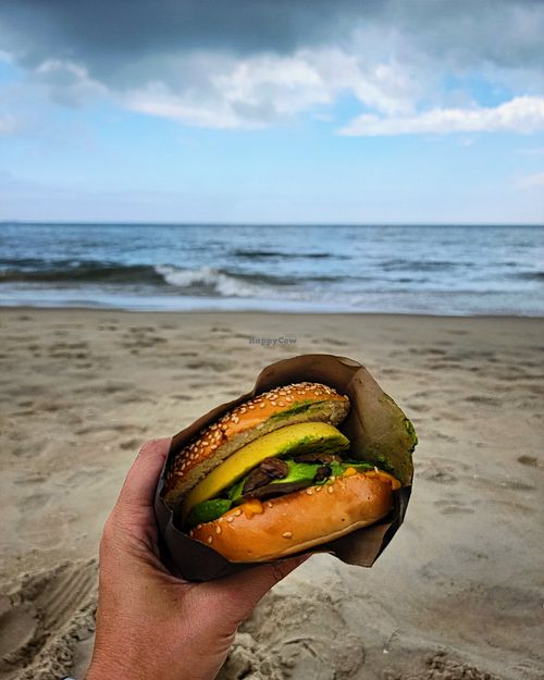 Vegan breakfast sandwich with avocado at Cafe Reho in Rehoboth Beach